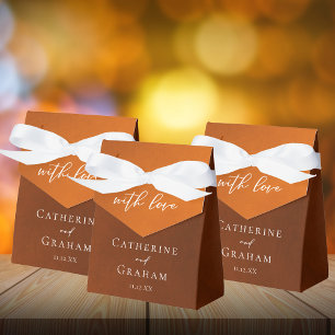 Rustic Burnt Orange Simple Autumn Wedding Favor Boxes