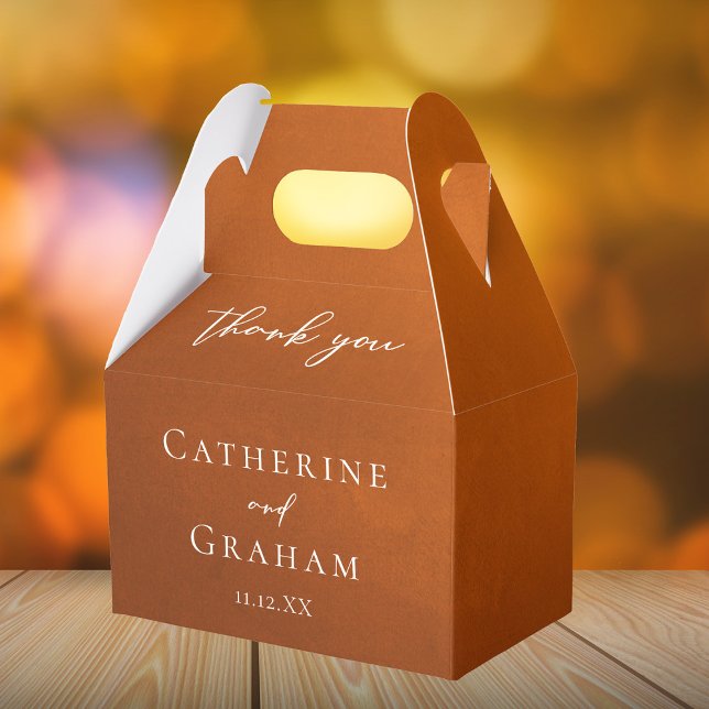 Rustic Burnt Orange Simple Autumn Wedding Favor Boxes (Creator Uploaded)