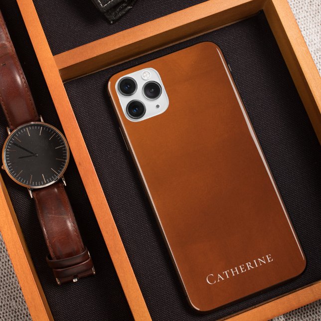 Rustic Burnt Orange Simple Bohemian Monogram iPhone Case (Creator Uploaded)