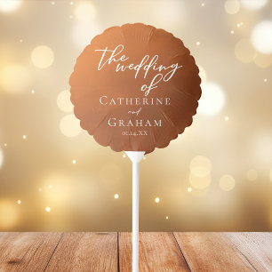 Rustic Burnt Orange Typography Autumn Wedding Balloon