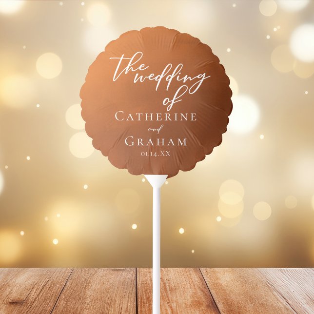 Rustic Burnt Orange Typography Autumn Wedding Balloon (Creator Uploaded)