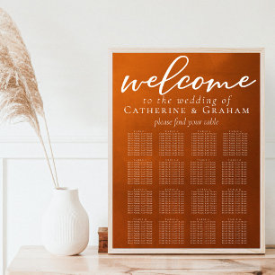 Rustic Burnt Orange Wedding 16 Table Seating Chart