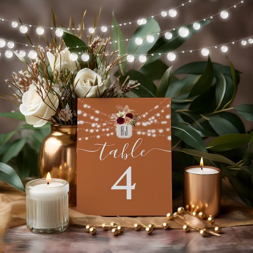 Rustic Burnt Orange Wedding Table Card