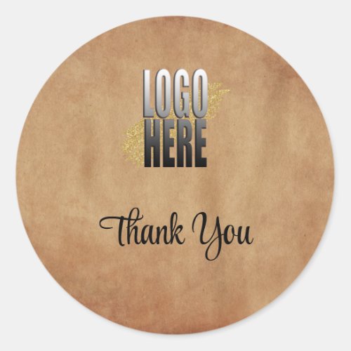 Rustic Business Add Your Logo Thank You  Classic Round Sticker