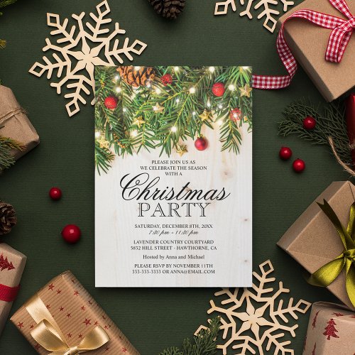 Rustic Business Christmas Holiday Party Invitation