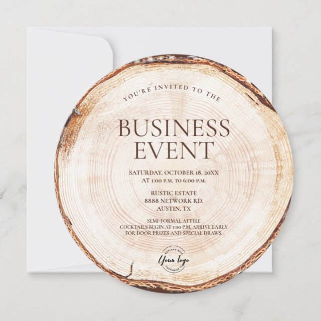 Rustic Business event Wood Grain Custom Invitation (Front)