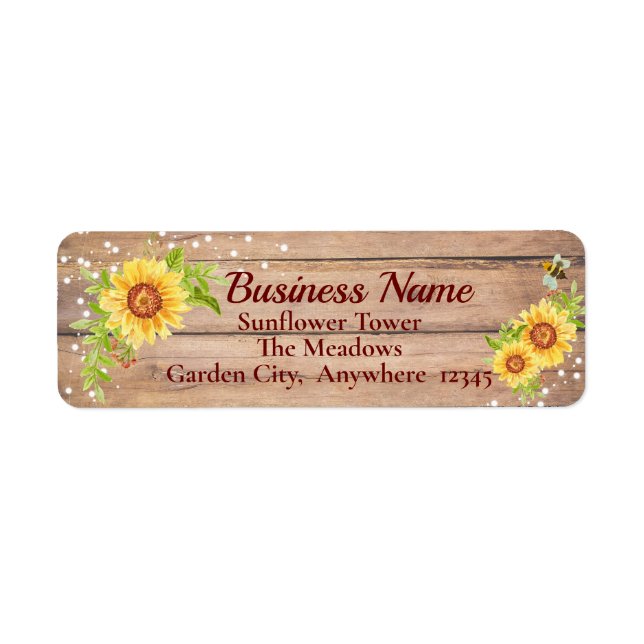 Rustic Business Floral Sunflower Address Label (Front)