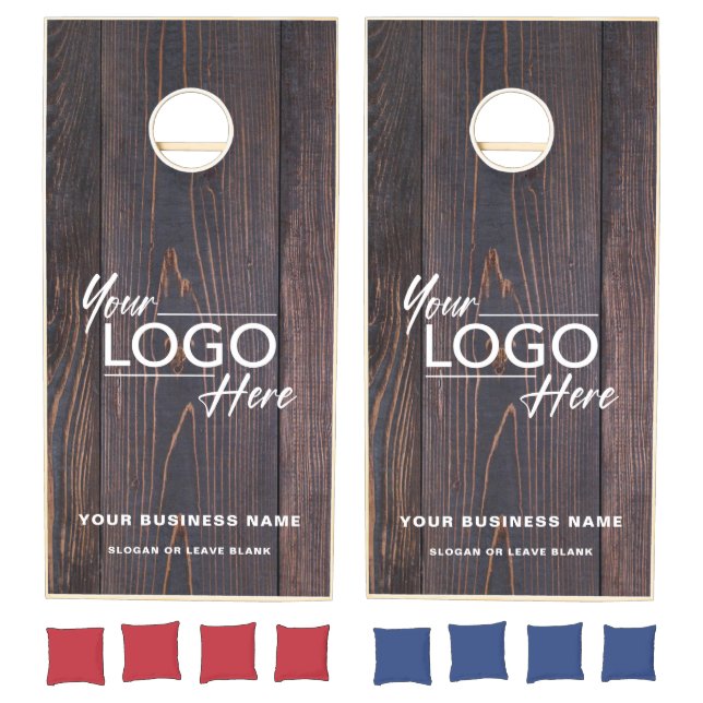 Rustic Business Logo Barn Wood Cornhole Set (Set)