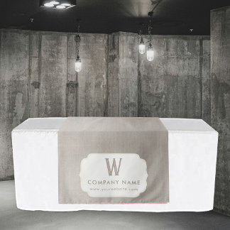 Rustic Business Table Runner Banner Beige Linen Tapestry