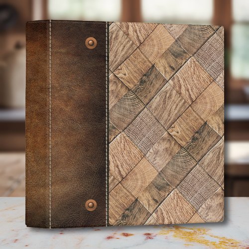 Rustic Butcher Block Leather Photo Album 1 3 Ring Binder