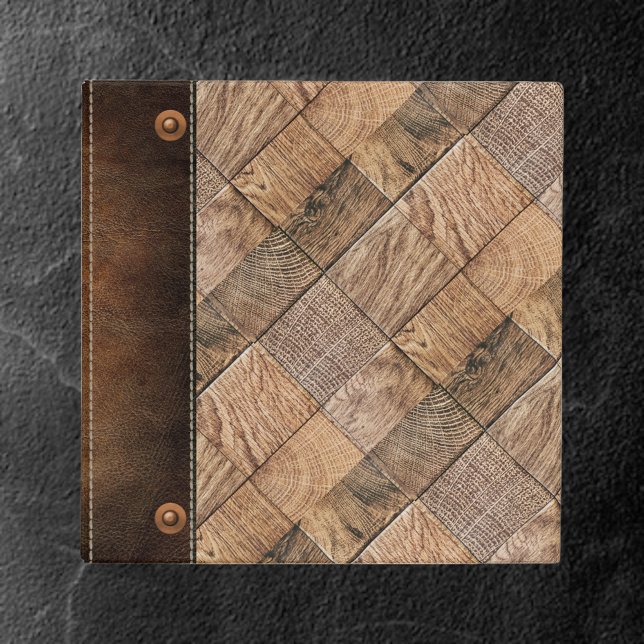 Rustic Butcher Block Leather Photo Album 2" 3 Ring Binder (Creator Uploaded)