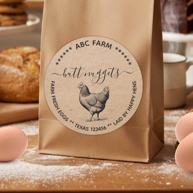 Rustic Butt nuggets egg carton label (Creator Uploaded)