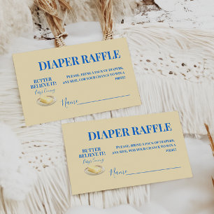 Rustic Butter Yellow Blu Baby Shower Diaper Raffle Enclosure Card