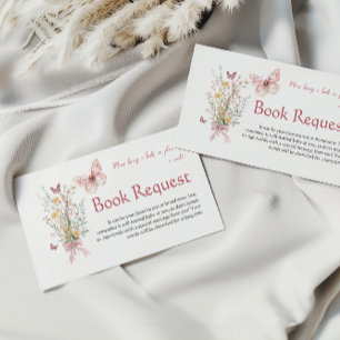 Rustic Butterfly Baby Shower Book Request Enclosure Card
