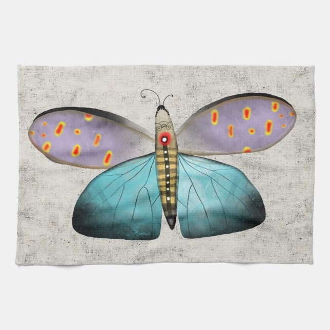 Rustic butterfly kitchen towel (Horizontal)