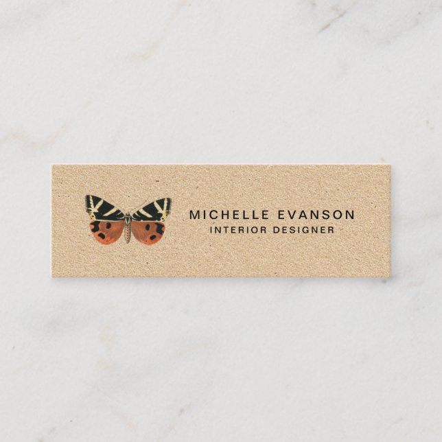 Rustic Butterfly Logo Simple Mini Business Card (Front)