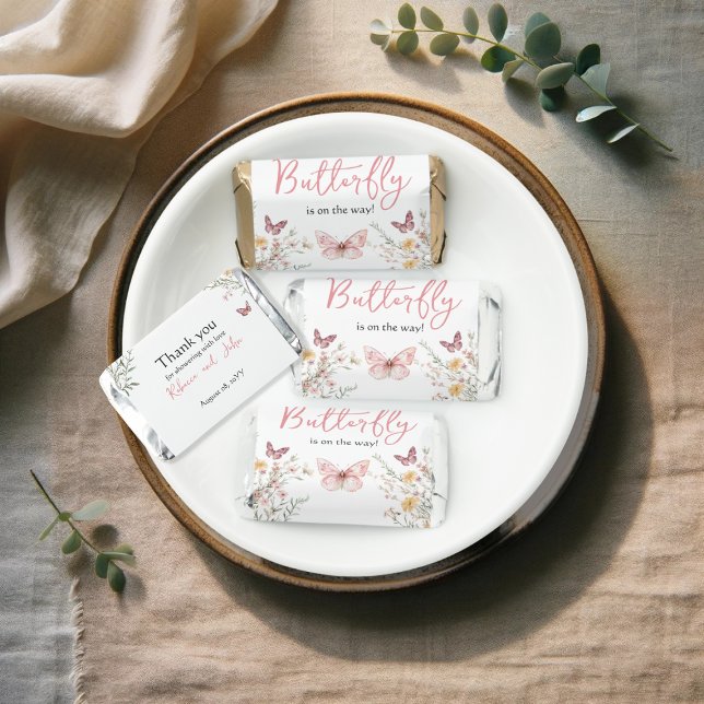 Rustic Butterfly Wildflower Floral Baby Shower Hershey's Miniatures (Creator Uploaded)
