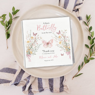 Rustic Butterfly Wildflower Floral Baby Shower Napkins