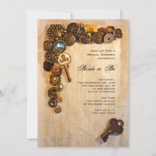 Rustic Buttons Bridal Shower Invitation