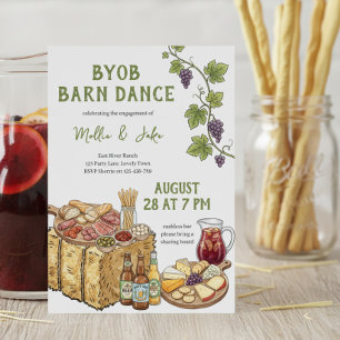 Rustic BYOB Barn Dance Engagement Celebration Invitation
