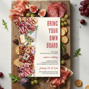 Rustic BYOB Night Charcuterie Board Birthday Party Invitation