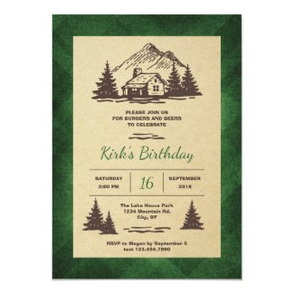 Rustic Cabin Birthday Party Invitation