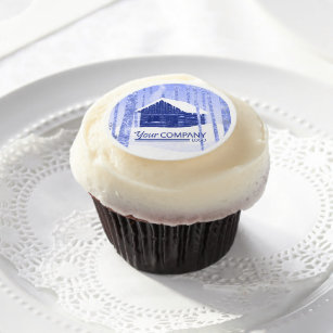 Rustic Cabin Blue Logo, Christmas Cupcake Topper Edible Frosting Rounds