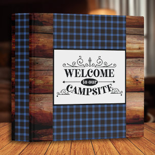 Rustic Cabin Blue Plaid Welcome to Our Campsite 3 Ring Binder