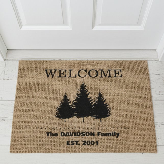 Rustic cabin burlap country door mat (Creator Uploaded)