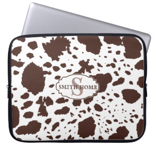 Rustic Cabin Cowhide Print Cozy Farmhouse Laptop Sleeve