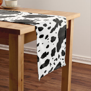 Rustic Cabin Cowhide Print Cozy Farmhouse Long Table Runner