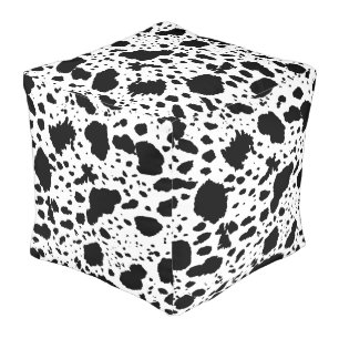 Rustic Cabin Cowhide Print Cozy Farmhouse Pouf