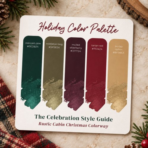 Rustic Cabin Cozy Christmas Color Palette Swatch Card