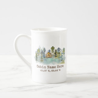 Rustic Cabin Custom Coordinates Pinery Mountain Bone China Mug