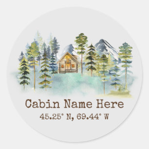 Rustic Cabin Custom Coordinates Pinery Mountain Classic Round Sticker