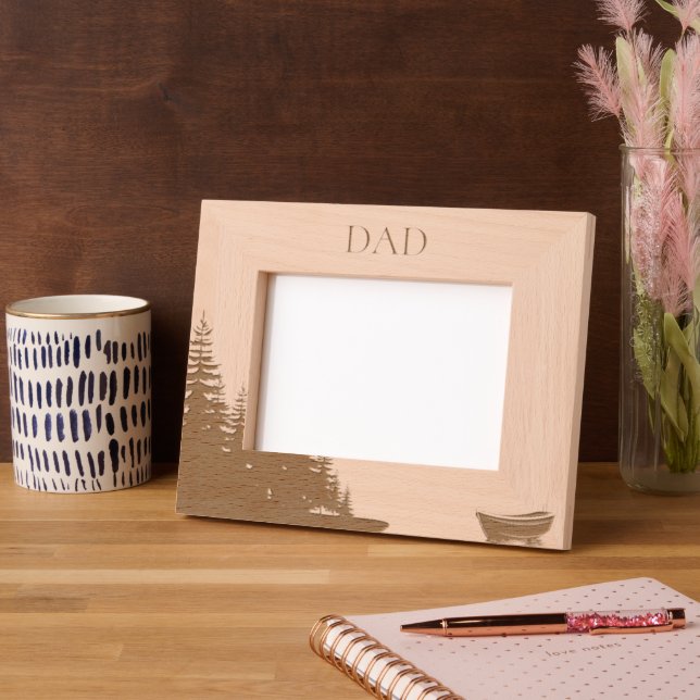 Rustic Cabin Custom Fisherman Family Photo Engraved Frames (Left)