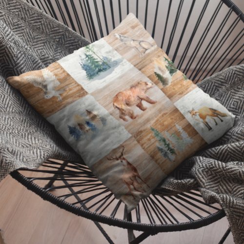 Rustic Cabin Decor Woodland Animal Forest Throw Pillow