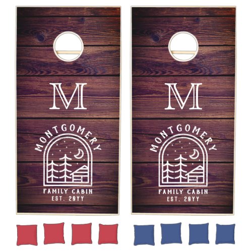 Rustic Cabin Family Monogram Wood Cornhole Set