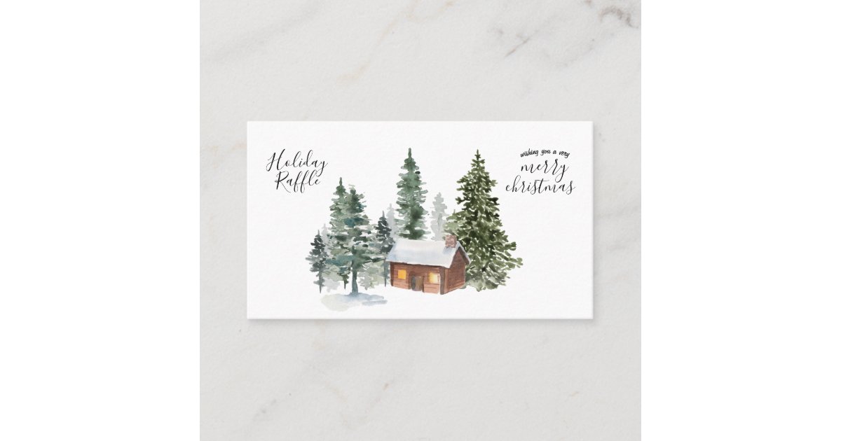 Rustic Raffle Sign Rustic Cabin Forest Holiday Christmas Raffle Cards | Zazzle