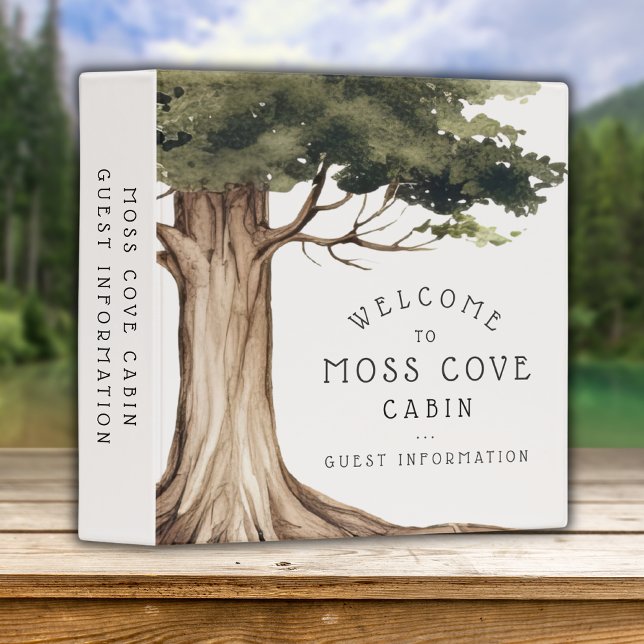 Rustic Cabin Forest Tree Guest information Welcome 3 Ring Binder (Creator Uploaded)