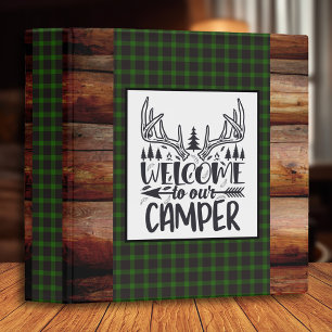 Rustic Cabin Green Welcome to Our Camper Antler 3 Ring Binder