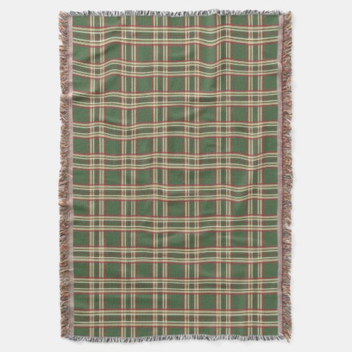 Rustic Cabin Holiday Green Plaid Throw Blanket