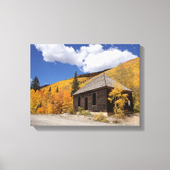 Rustic Cabin in the Golden Woods Canvas Print (Front)