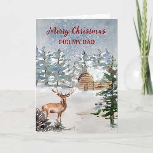 Rustic Cabin in the Woods Dad Merry Christmas Card