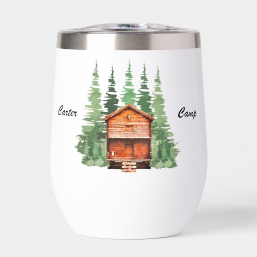 Rustic Cabin in the Woods Thermal Wine Tumbler