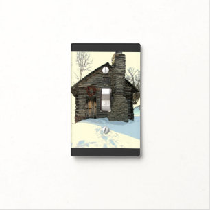 "RUSTIC CABIN IN WINTER" /PHOTOG., DIGIT. MANIIP. LIGHT SWITCH COVER