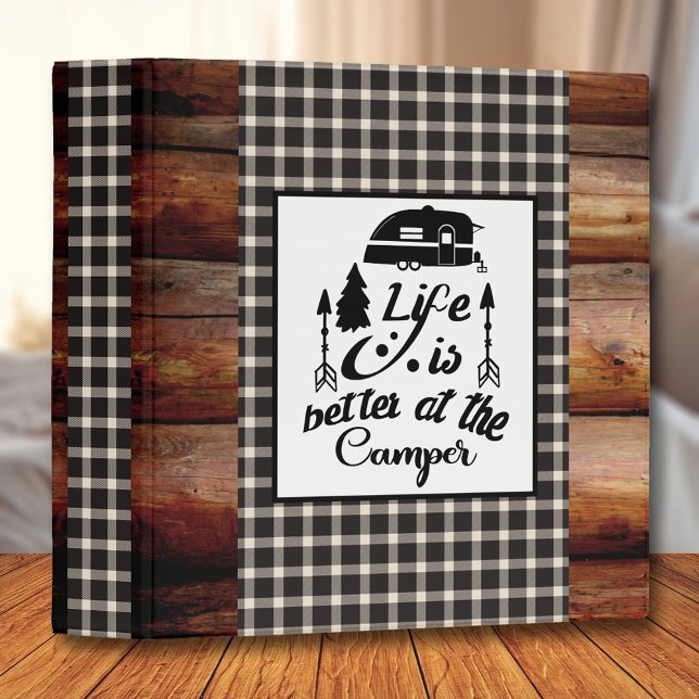 Rustic Cabin Life is Better at the Camper | Cream 3 Ring Binder (Creator Uploaded)