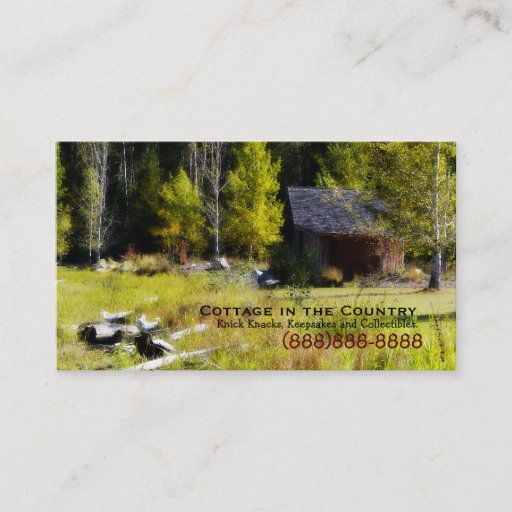 Customizable Rustic Cabin on the first day of Autumn Business Card