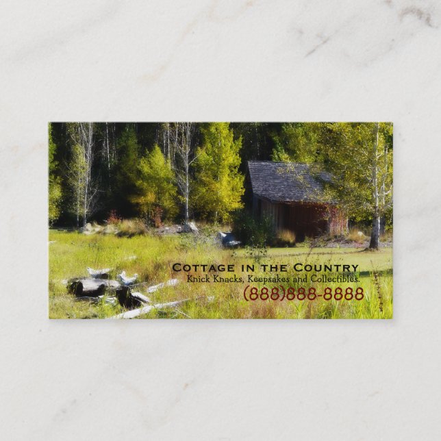 Rustic Cabin on the first day of Autumn Business Card (Front)