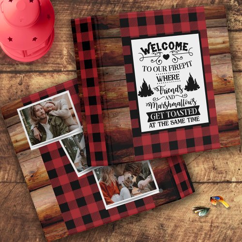 Rustic Cabin Red Plaid Welcome to Our Firepit 3 Ring Binder